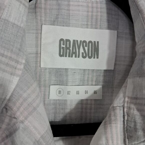 Grayson The Hero Shirt Women XS Gray Linen Plaid‎ Button Down Breathable Gauze - Picture 7 of 11